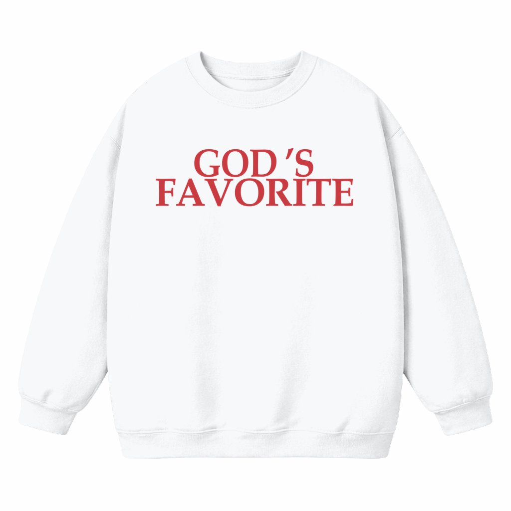 God's Favorite Crewneck Sweatshirt – Christian Faith Humor Gift for Believers - front view