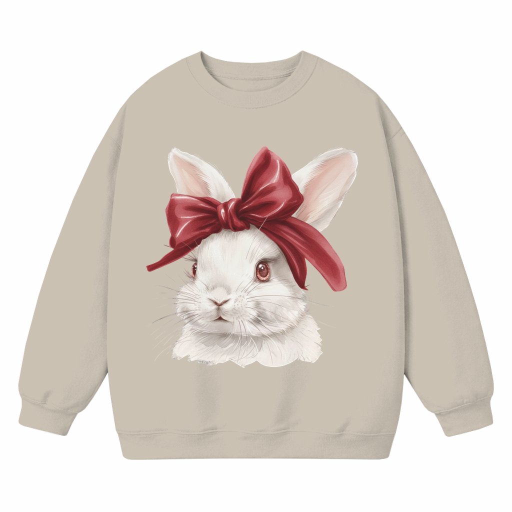 Coquette Bow Bunny Sweatshirt – Easter Gift for Her Retro Style - front view