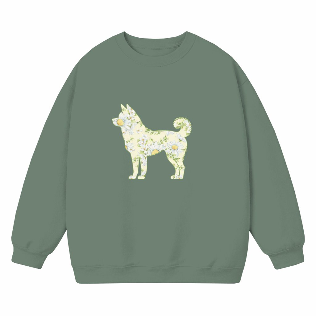 Botanical Daisy Akita Sweatshirt – Gift for Dog Lover Women Cute - front view