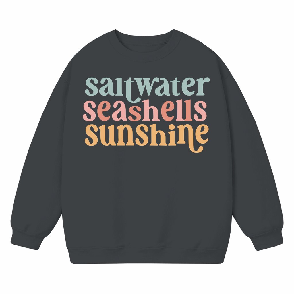 Ocean Lover Saltwater Seashells Sweatshirt – Beach Vacation Gift for Her Retro - front view
