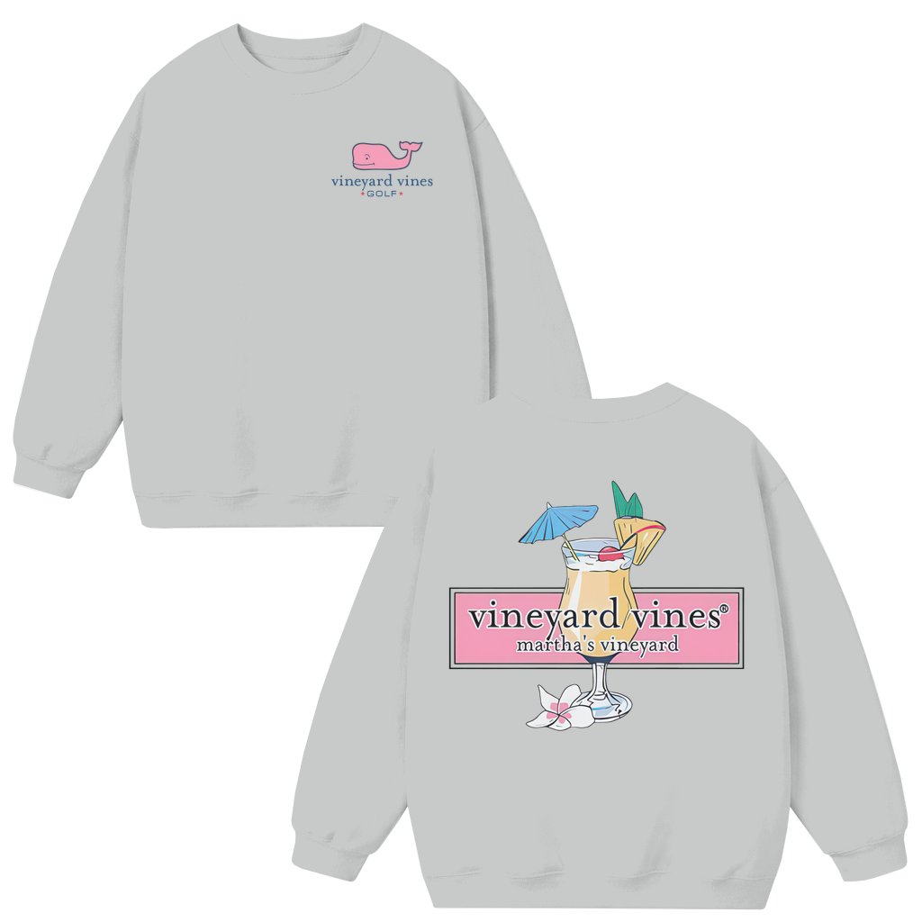 Tropical Cocktail Sweatshirt – Summer Vacation Gift Fun 2 Sided Print - front view