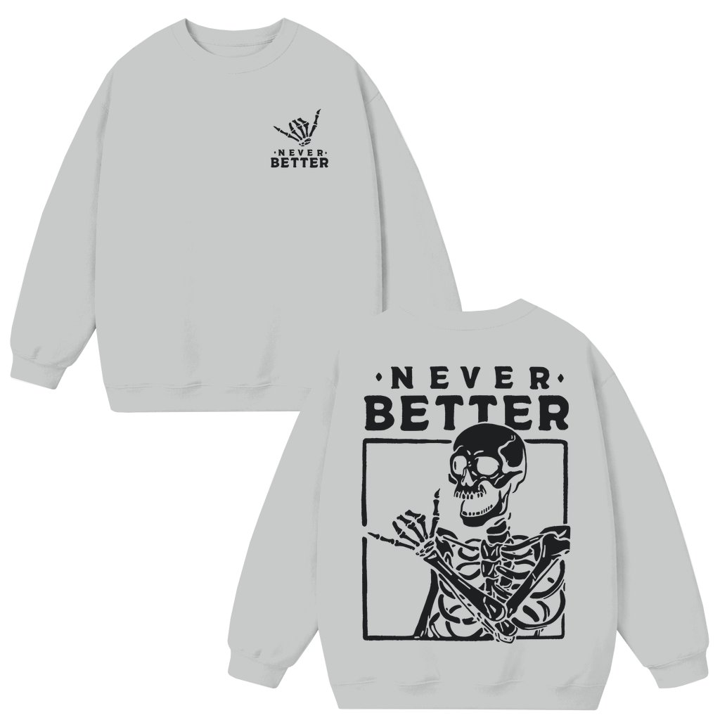 Skeleton Hand Gesture Sweatshirt – Edgy Trendy Gift - front view