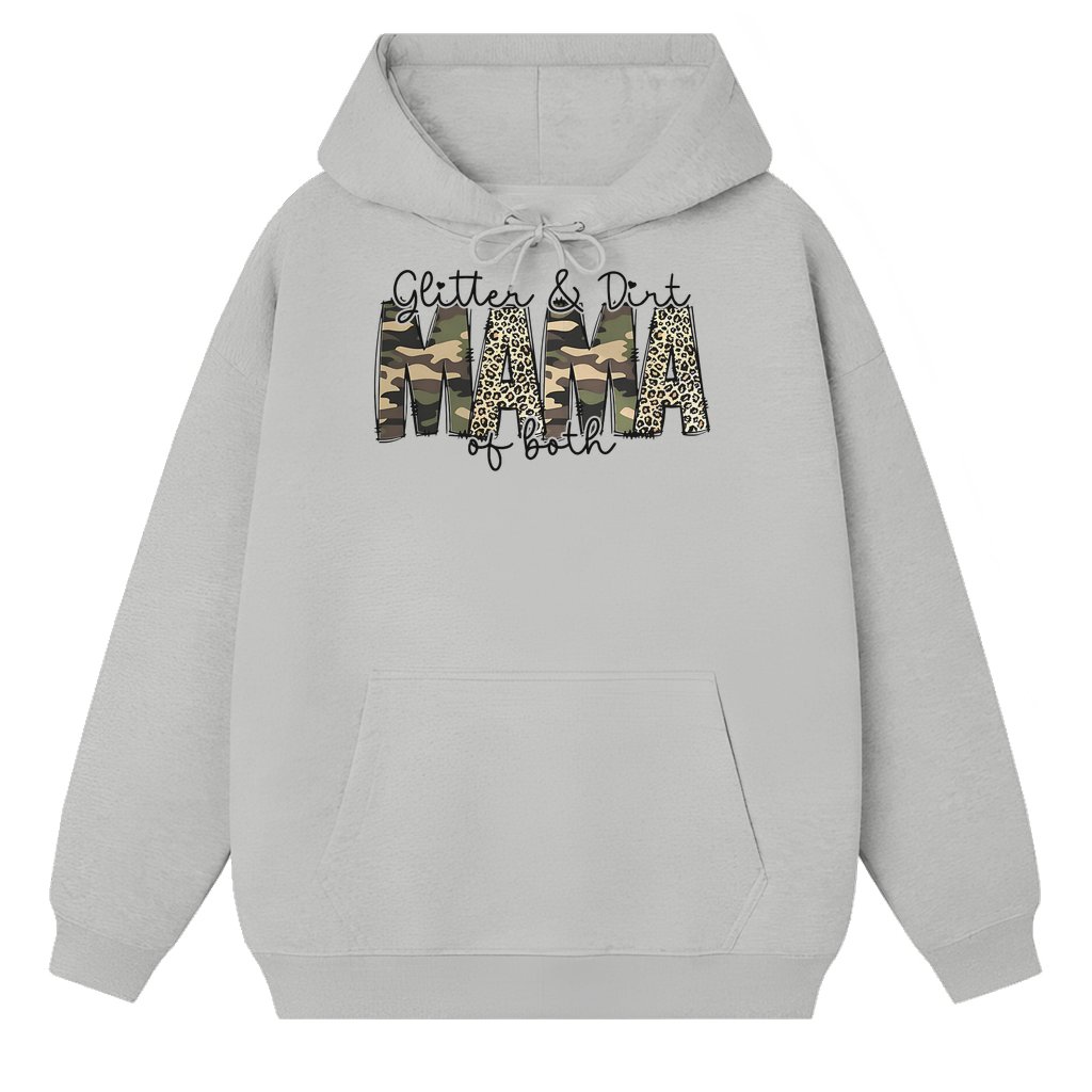 Trendy Camo Mama Hoodie – Gift for Mom Leopard Glitter - front view