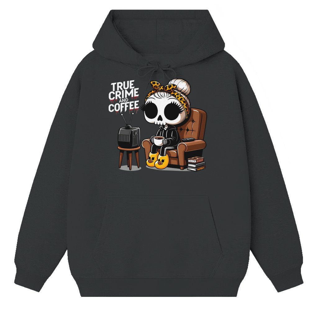 True Crime Coffee Hoodie – Halloween Gift for True Crime Lover Spooky Season - front view