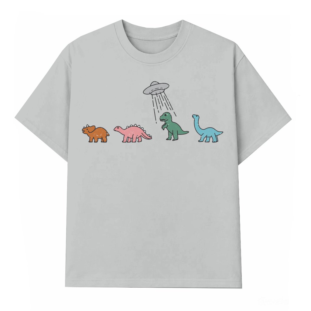 Funny Dinosaur UFO T-shirt – Birthday Gift for Dino Lover Vintage Retro 90s - front view