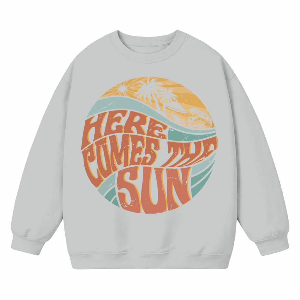 Here Comes The Sun Sweatshirt – Summer Beach Vacation Vintage - front view