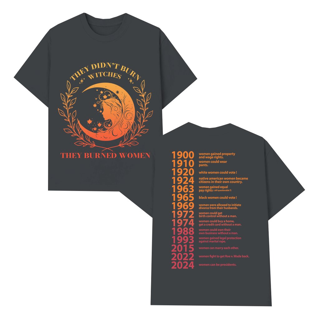 Empowering Witch Burning Feminist T-shirt – Vintage Gift for Women - front view