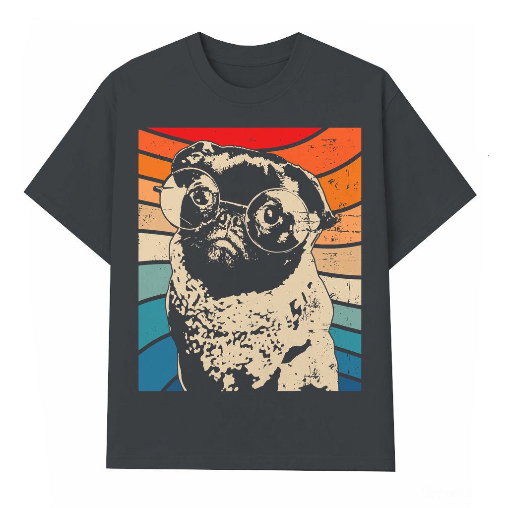 Funny Vintage Pug Glasses T-shirt – Birthday Gift for Dog Lover - front view