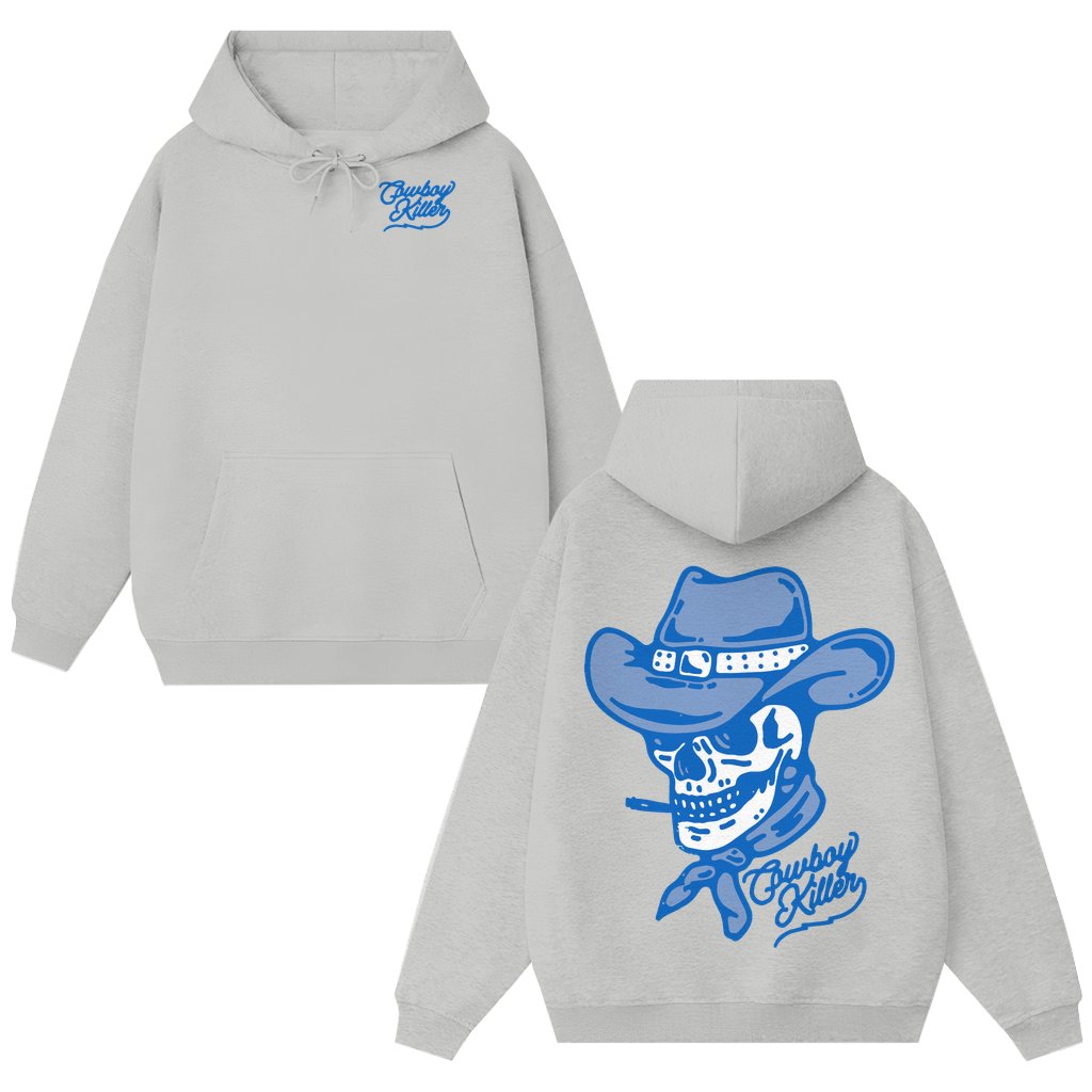 Cowboy Skull Hoodie – Birthday Gift for Men Vintage Western Biker Style - front view