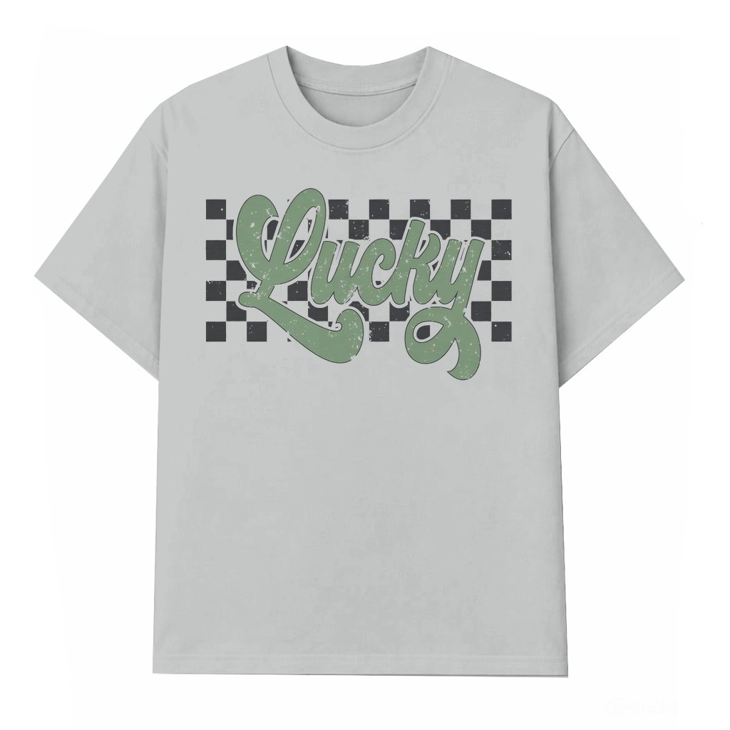 Lucky Shamrock Clover T-shirt – St. Patrick's Day Gift Retro Checkered - front view