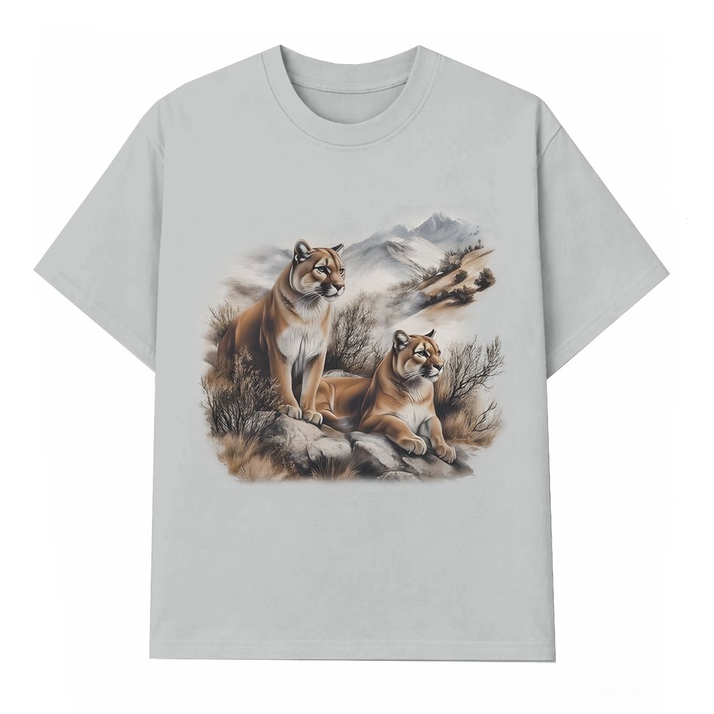 Retro Mountain Lion T-shirt – Gift for Women Vintage Wildlife Cougar Winter - front view