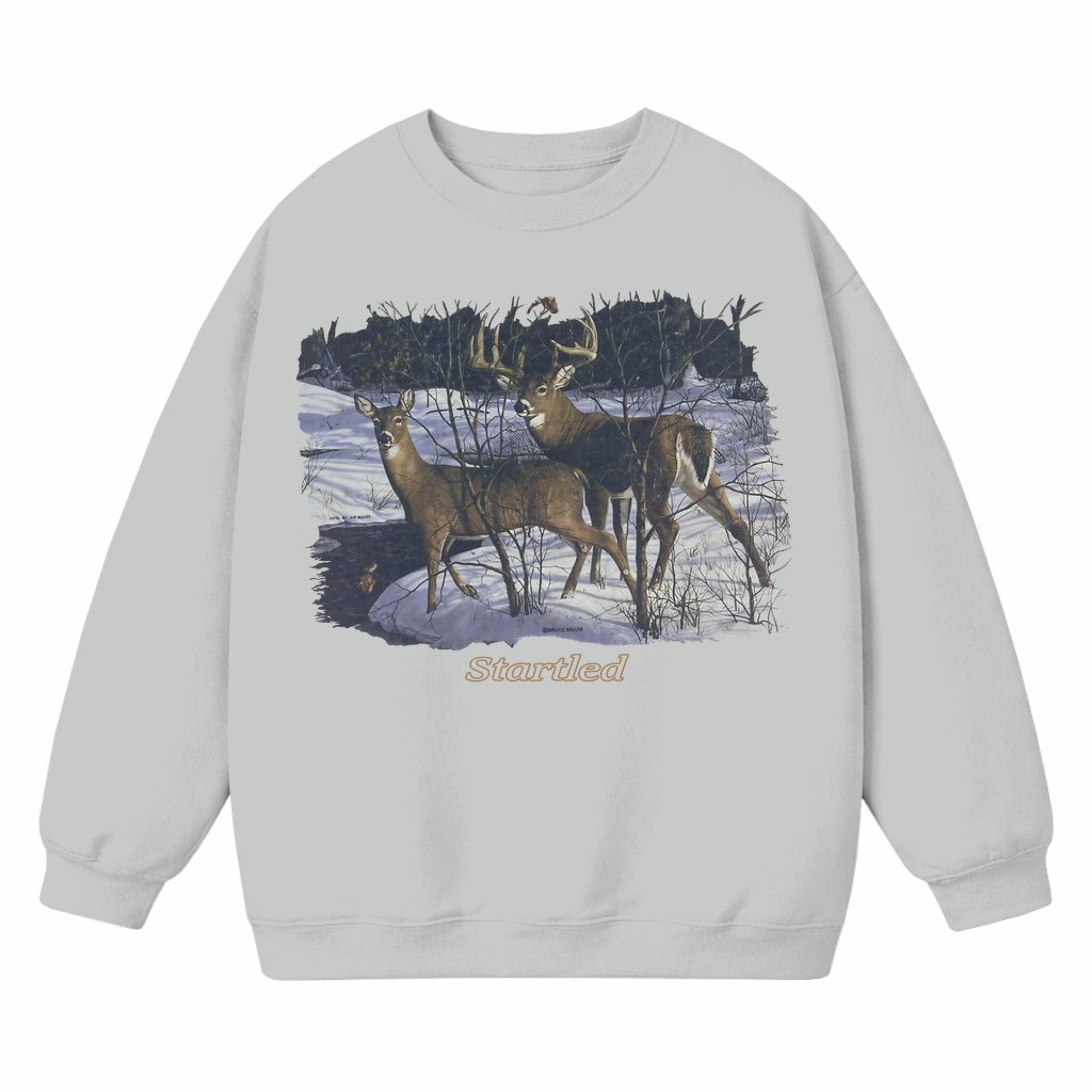 Startled Deer Sweatshirt – Gift for Animal Lover Vintage - front view