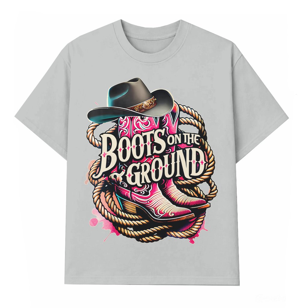 Vintage Western Rodeo Boots T-shirt – Gift for Cowgirl Line Dance - front view