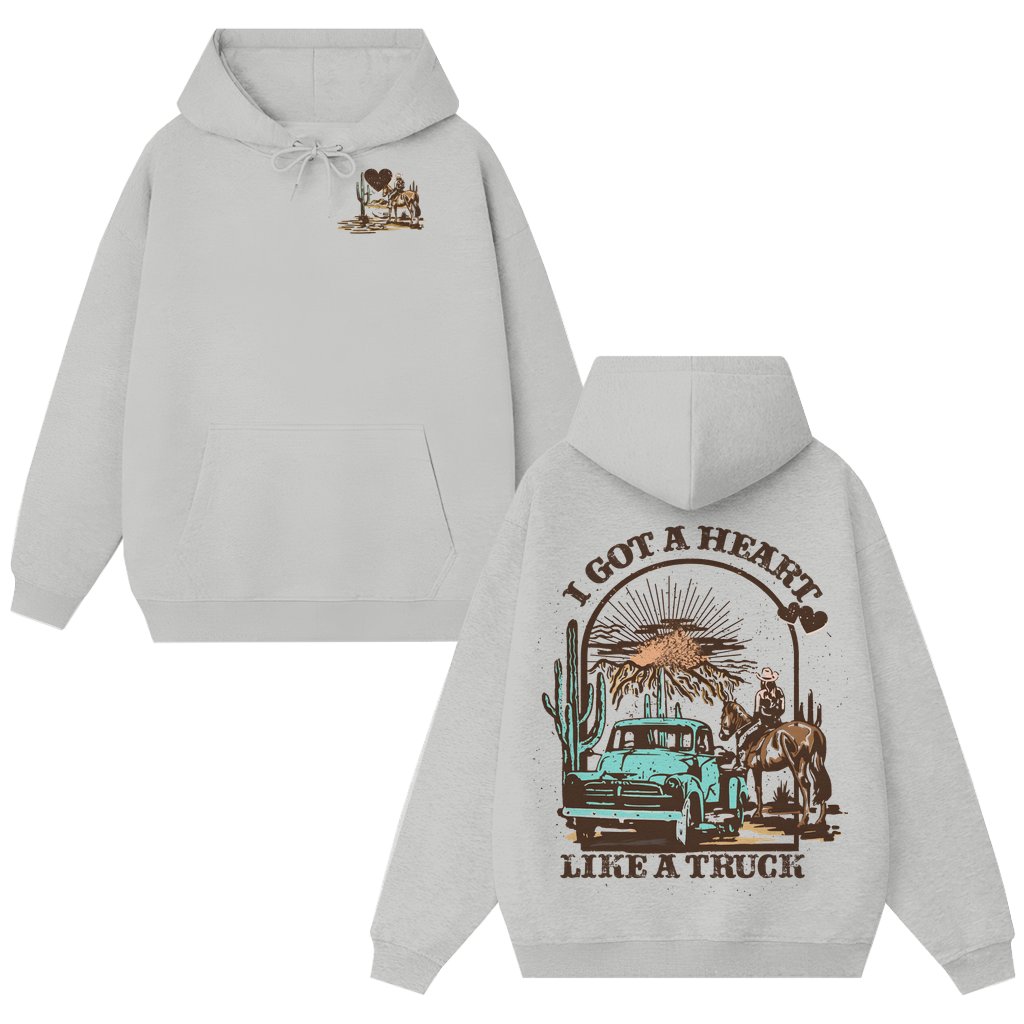 I Got A Heart Like A Truck Hoodie – Nashville Concert Gift for Women Western Country Music Cowgirl Vintage - front view