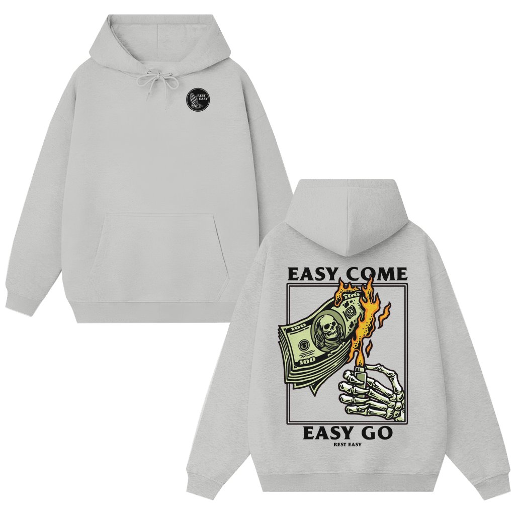 Easy Come Easy Go Skeleton Hoodie – Halloween Gift for Him Vintage Funny Graphic - front view