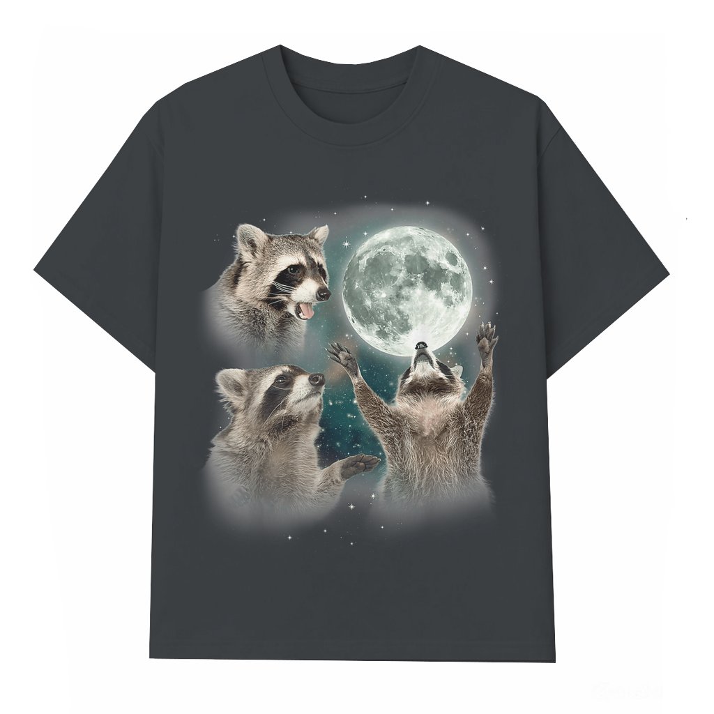 Funny Raccoon T-shirt – Gift for Animal Lover Vintage Retro Moon - front view