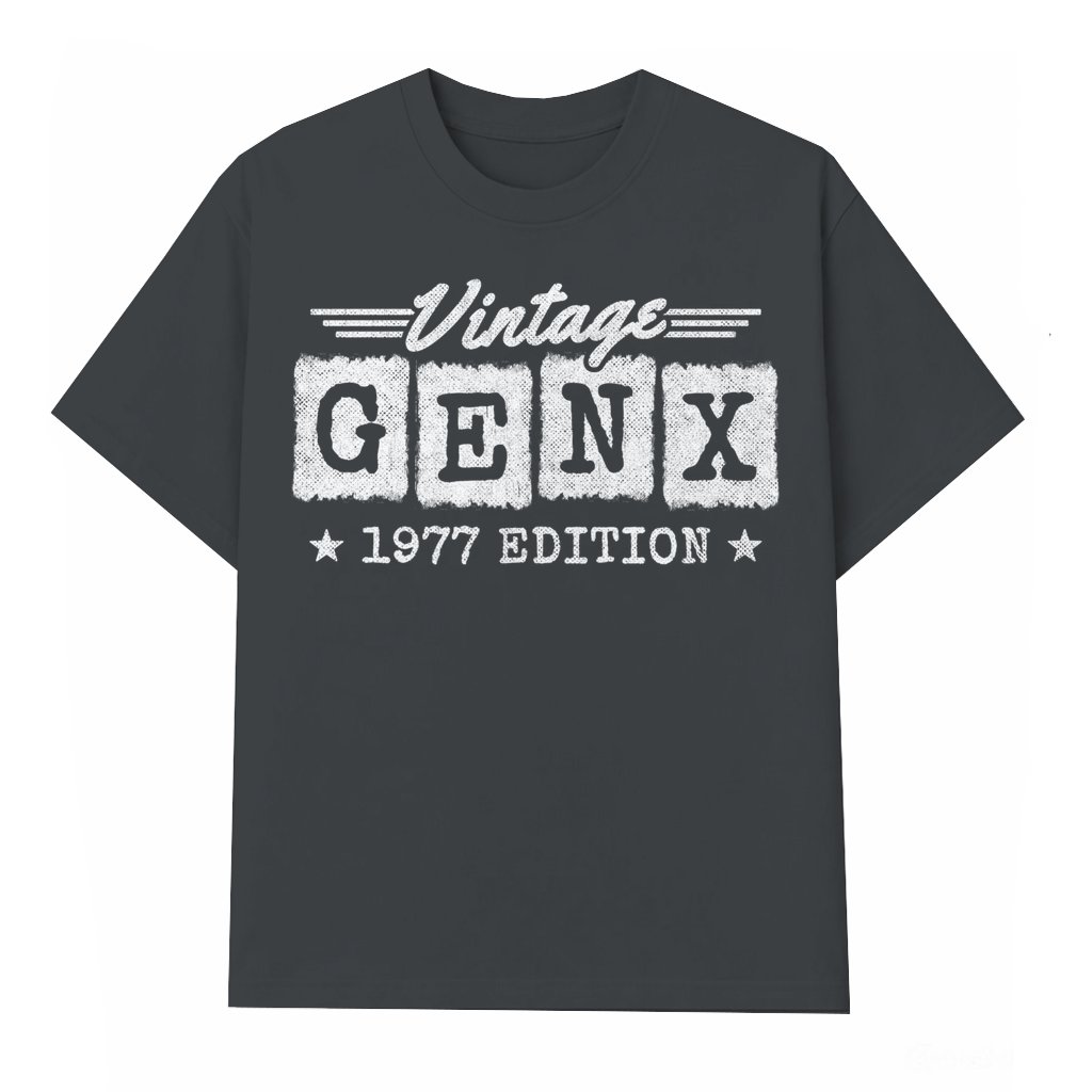 Gen X 1977 T-shirt – Birthday Gift for Gen Xer Men Women Vintage Style - front view
