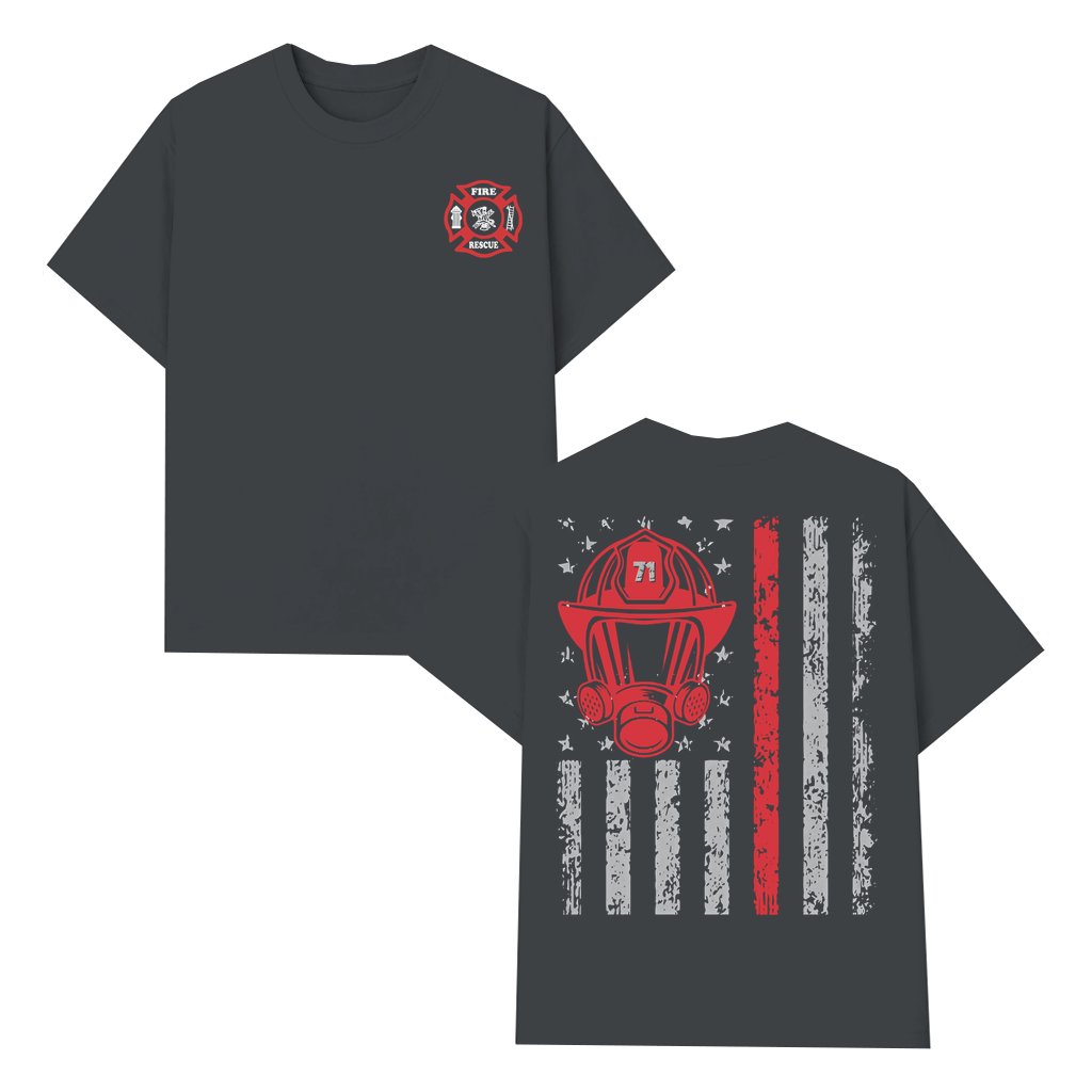 Firefighter Thin Red Line American Flag T-shirt – Gift for First Responders Men - front view