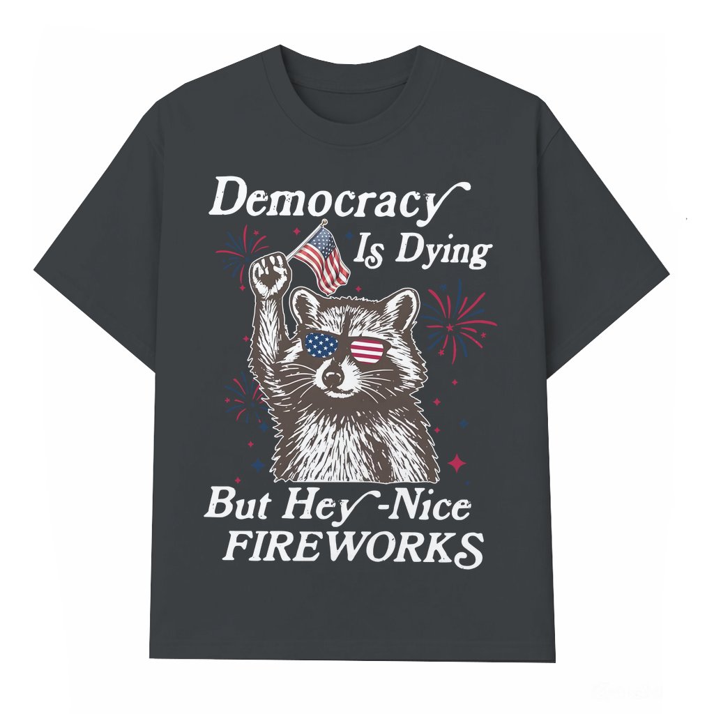 Funny Racoon Protest T-shirt – Fourth of July Political Humor Gift Retro - front view