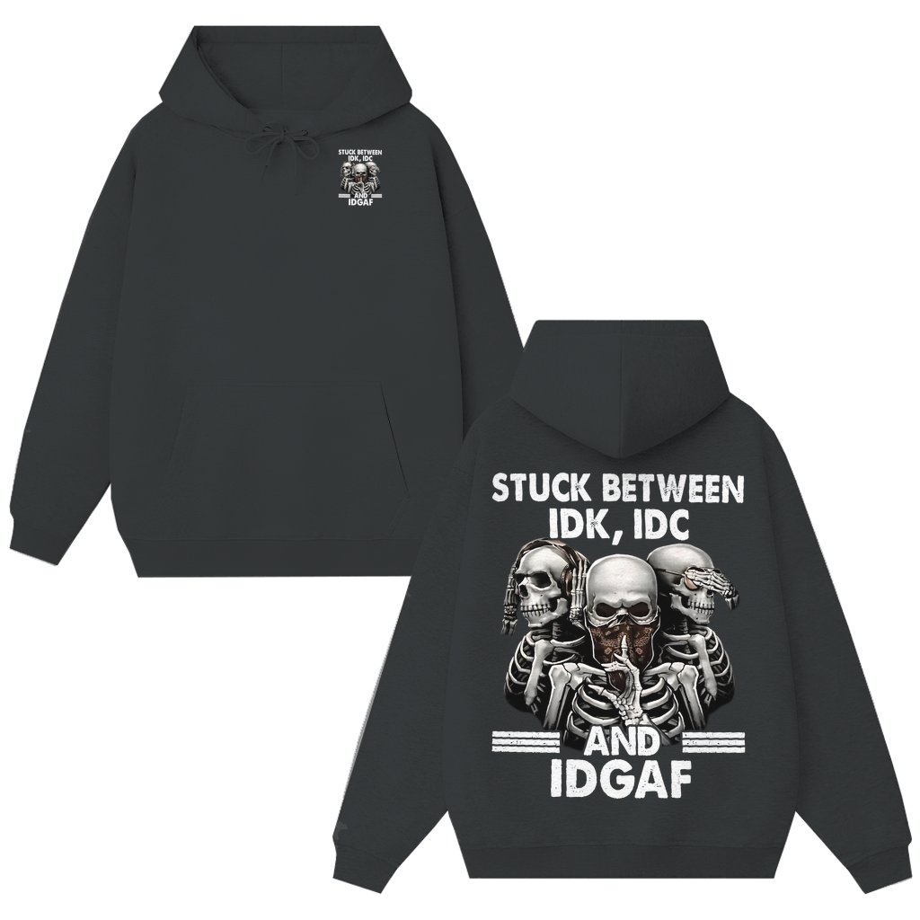 Skull Letter Hoodie – Birthday Gift for Men Streetwear Graphic 2 Sided Print - front view