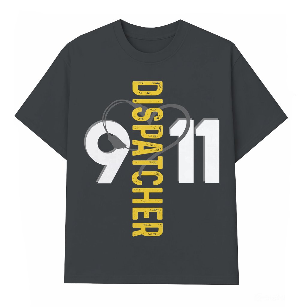 911 Dispatcher T-shirt – Gift for First Responders Thin Gold Line - front view