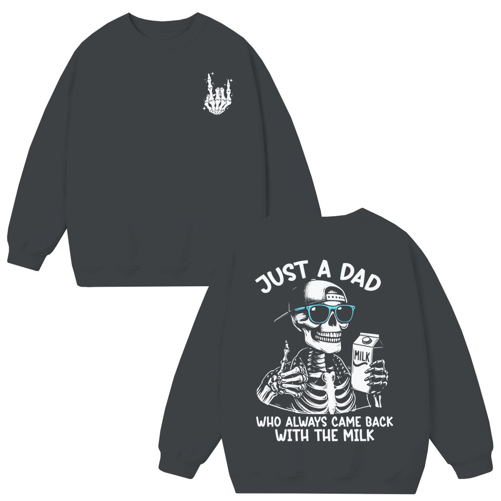 Funny Milk Skeleton Sweatshirt – Father's Day Gift for Dad - front view