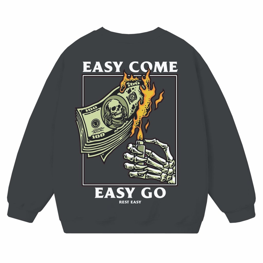 Vintage Skeleton Burning Money Sweatshirt – Funny Gift for Men Women - front view