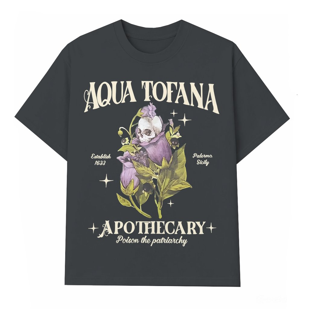 Aqua Tofana Apothecary T-shirt – Gift for Women Vintage Witchy Gothic Mystical - front view