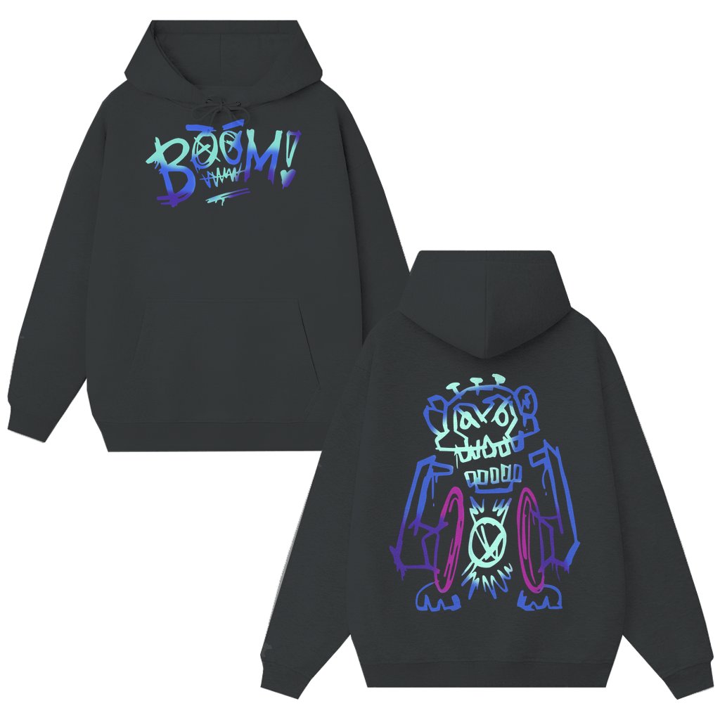 Cool Robot Hoodie – Gift for Gamer Graffiti Art Streetwear 2 Sided Print - front view