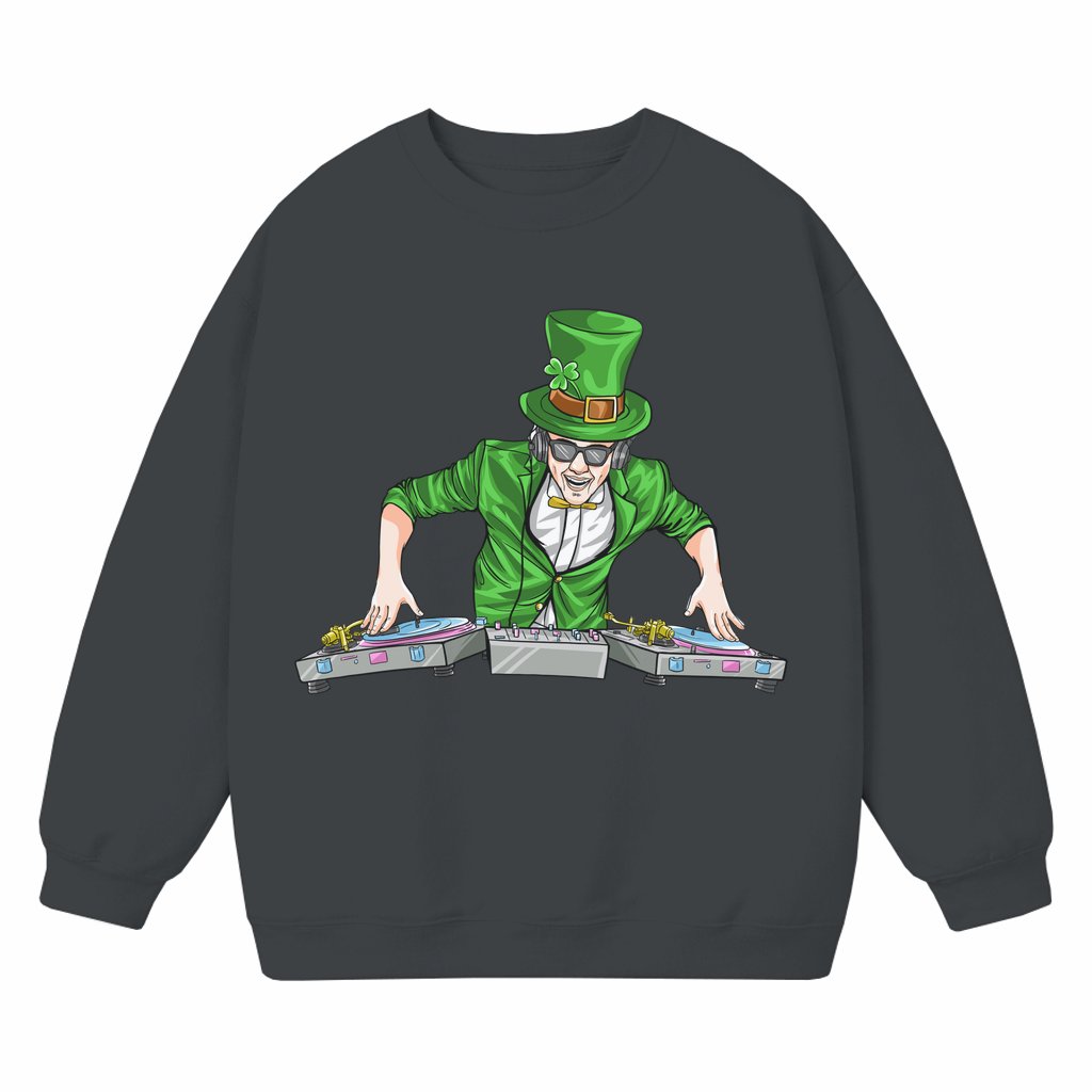 Funny DJ Leprechaun Sweatshirt – St. Patrick's Day Gift - front view
