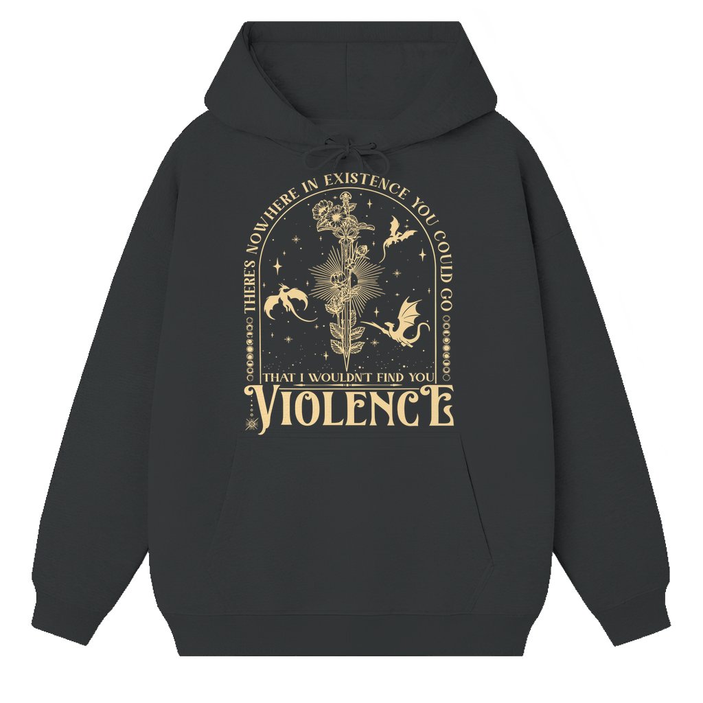 Fantasy Gothic Dragon Hoodie – Gift for Reader Dark Academia Aesthetic - front view