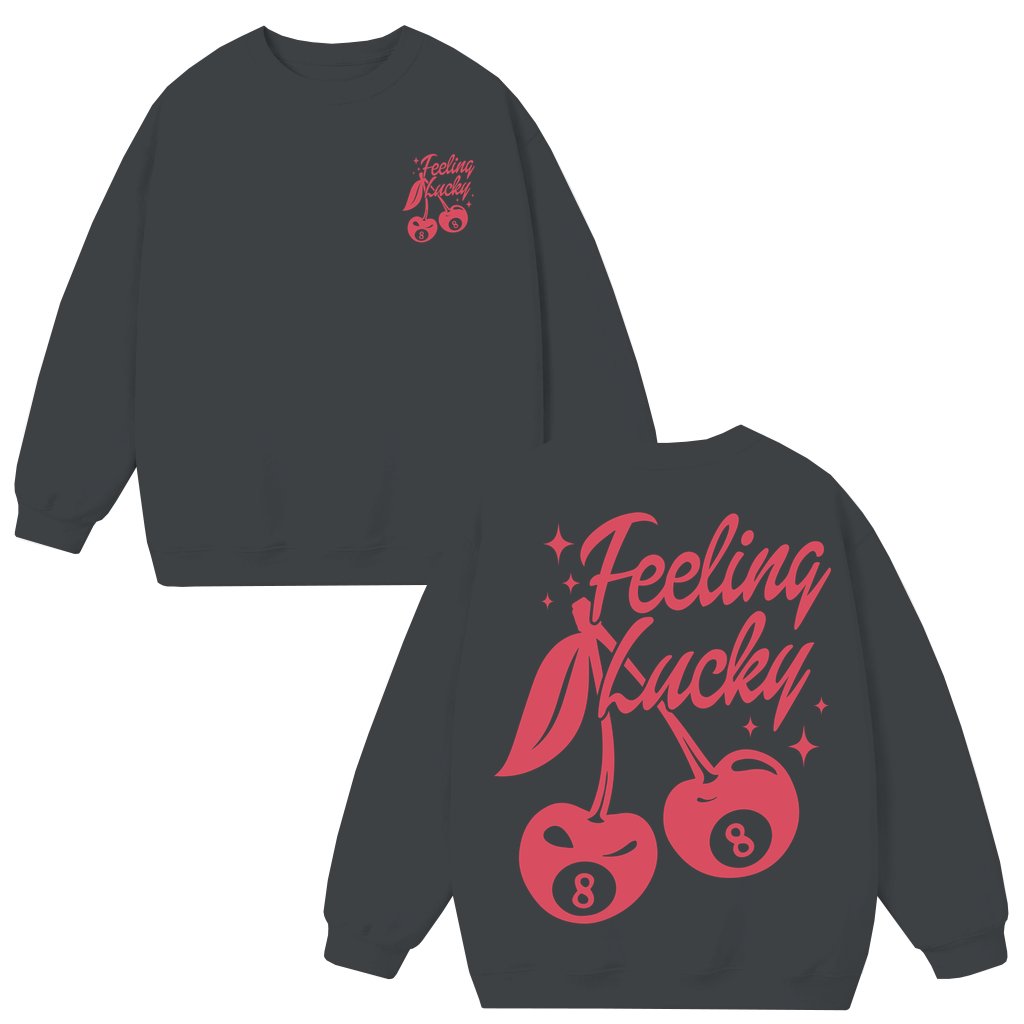 Lucky Cherry Feeling Lucky Sweatshirt – St. Patrick's Day Gift for Women Vintage Streetwear - front view