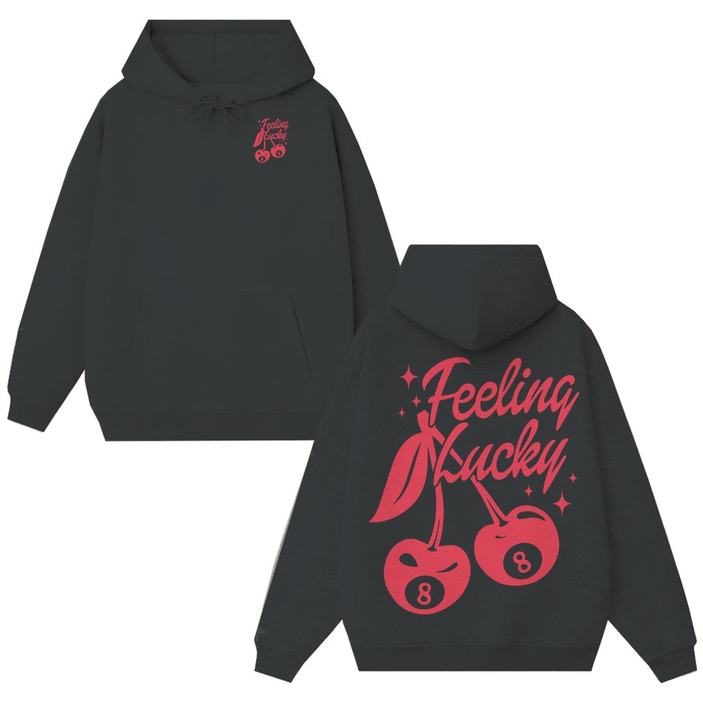 Feeling Lucky Cherry Hoodie – Gift for Women Vintage Aesthetic - front view