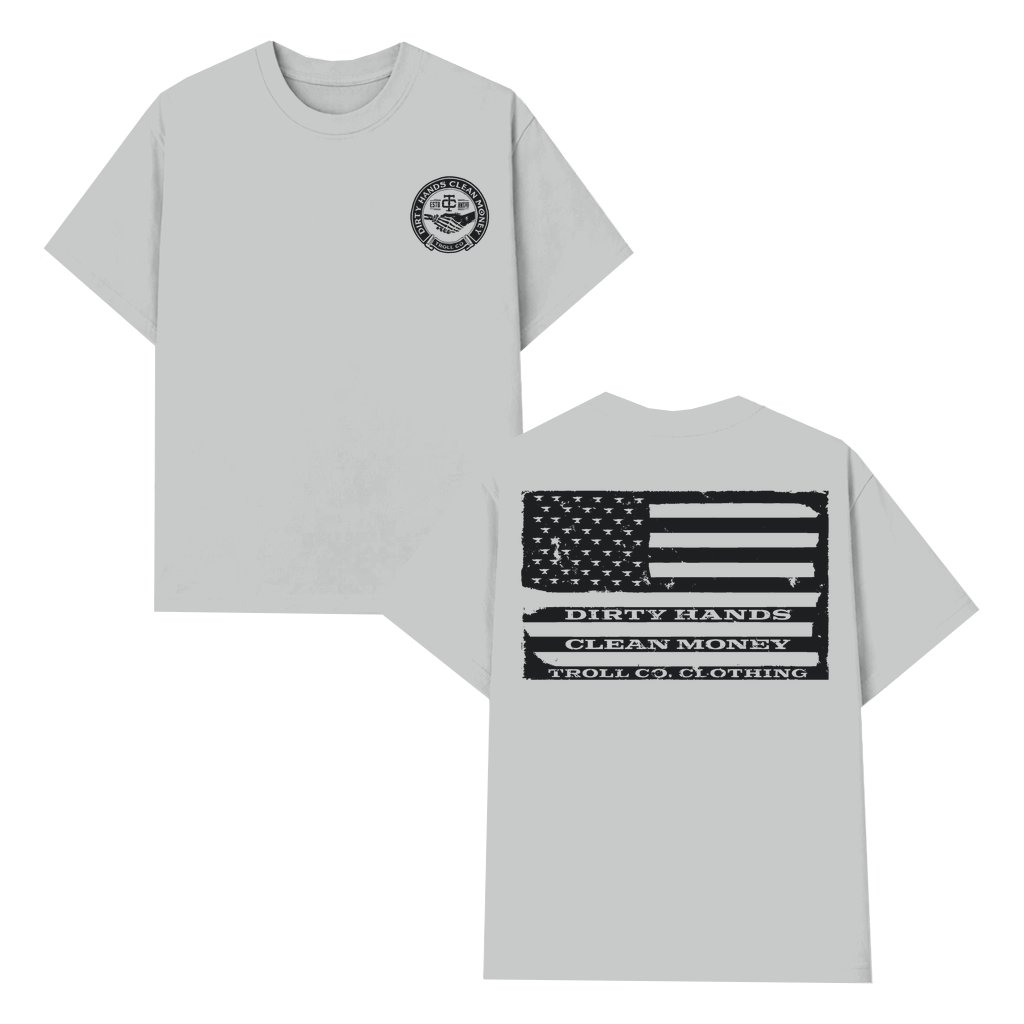 Dirty Hands Clean Money T-shirt – Vintage American Flag Gift for Men - front view