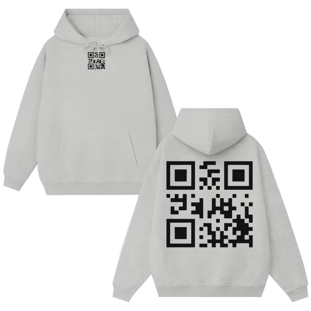 Minimalist QR Code Hoodie – Gift for Tech Lovers Geeky Scan and Go - front view