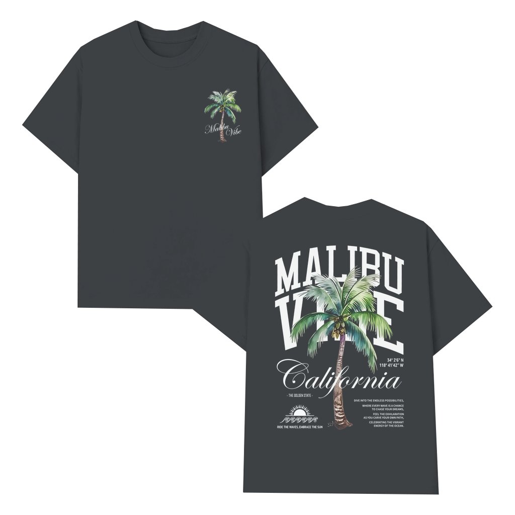 Coconut Tree Letter Print T-shirt – Gift for Men Cool Casual Streetwear 2 Sided - front view