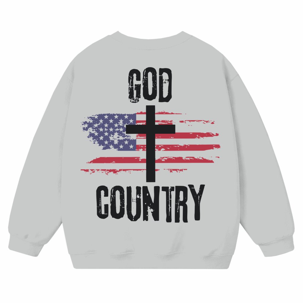 God and Country Sweatshirt – Patriotic Gift for Men Streetwear - front view