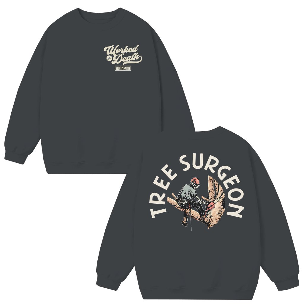 Trendy Tree Surgeon Sweatshirt – Tree Care Gift for Arborist 2 Sided Print - front view
