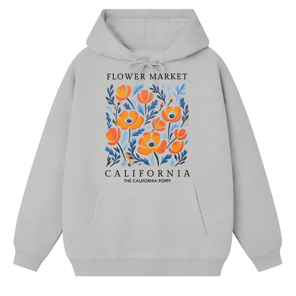 California Poppy Hoodie – Spring Summer Gift for Women Trendy Flower - front view