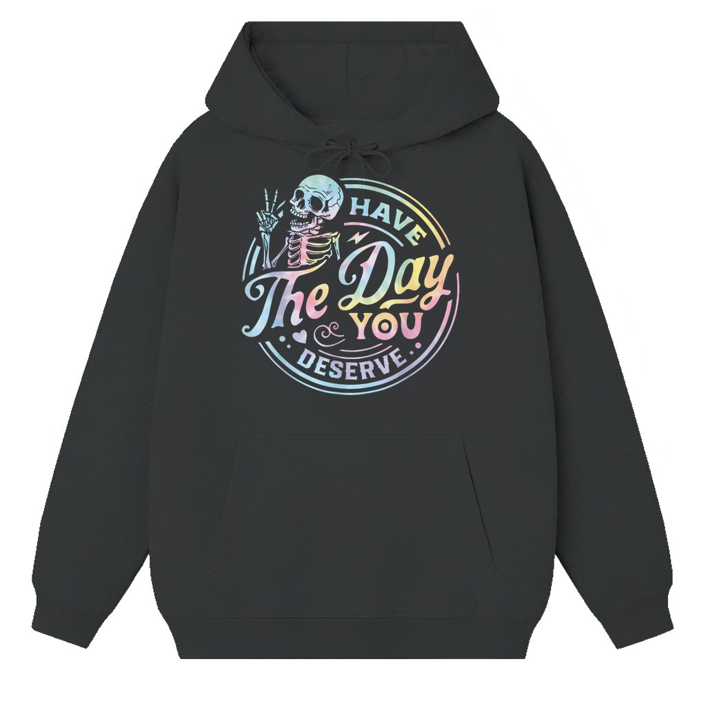 Skeleton Letter Print Hoodie – Summer Gift for Women Trendy Casual - front view