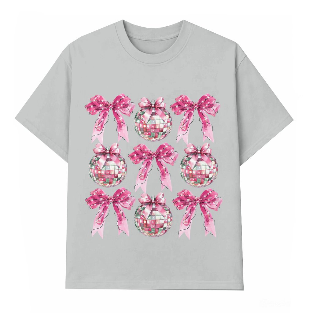 Coquette Pink T-shirt – New Year 2025 Gift for Women Retro Disco Ball New Me - front view