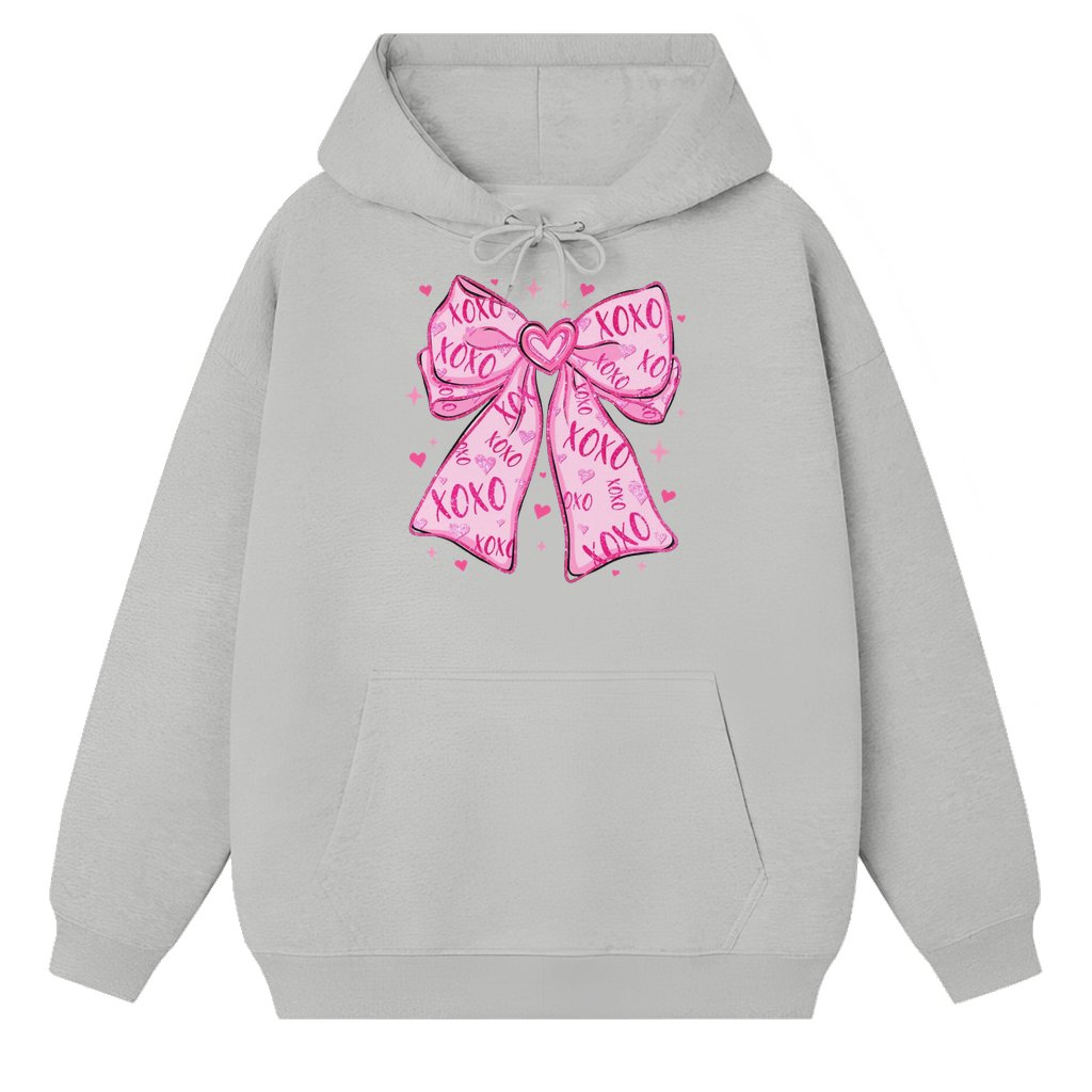 You Are Loved Coquette Bow Hoodie – Valentine's Day Gift for Her Trendy - front view