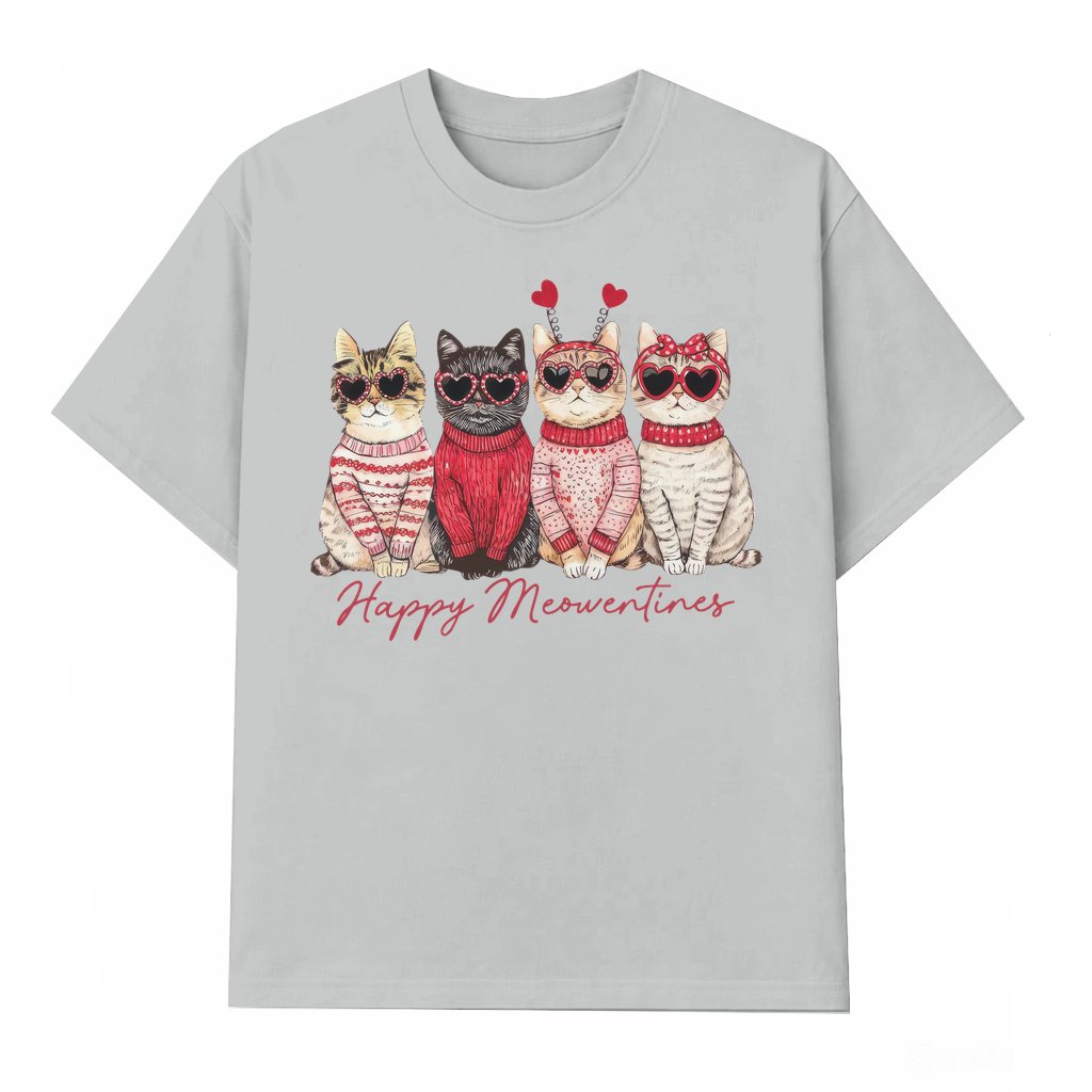 Cute Heart Cat T-shirt – Valentine's Day Gift for Cat Lover - front view