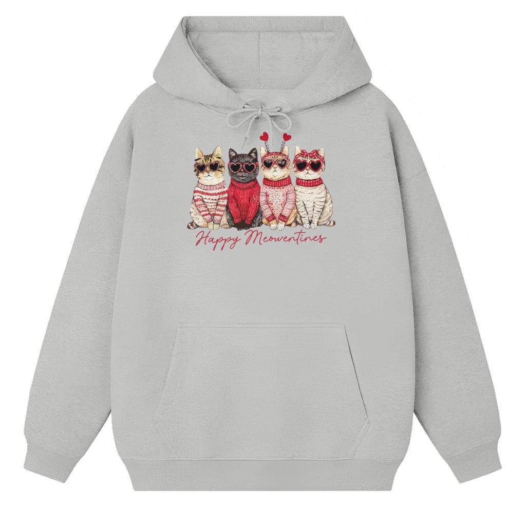 Heart Love Cat Hoodie Valentine's Day – Gift for Cat Lovers Cute - front view