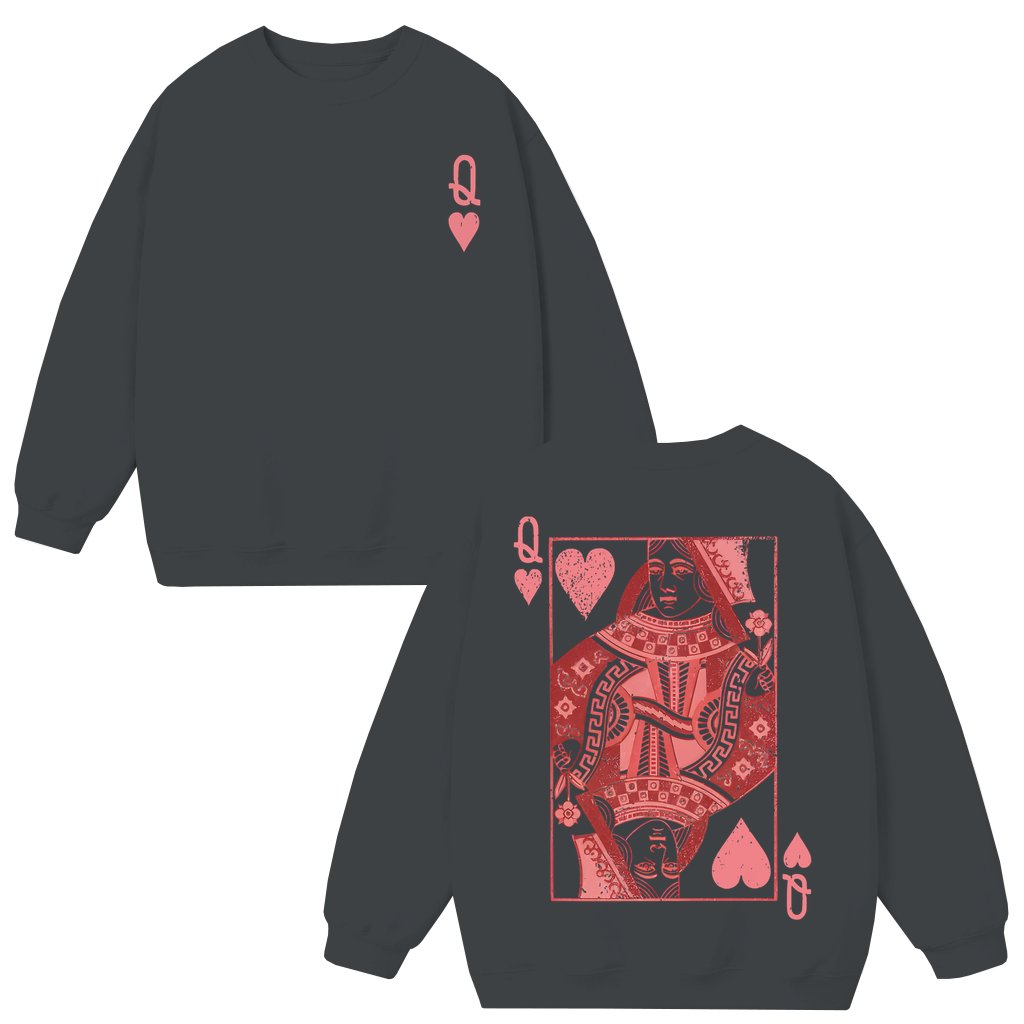 Funny Queen of Hearts Sweatshirt – Valentines Day Gift for Teacher - front view