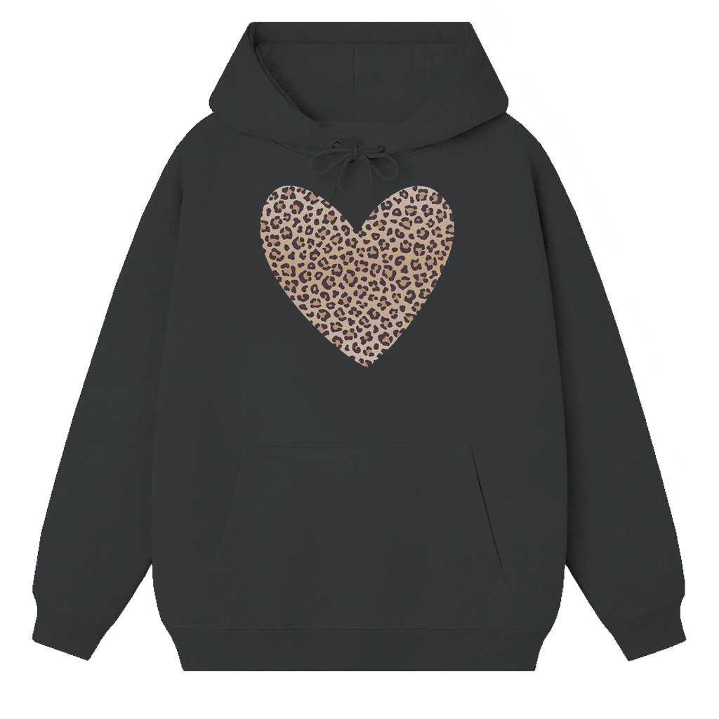 Cute Leopard Heart Hoodie – Valentine's Day Gift for Women Trendy - front view