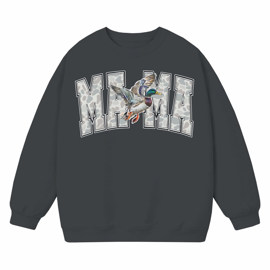 Camo Duck Mama Sweatshirt – Hunting Gift for Mom - front view