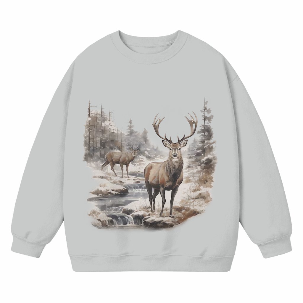 Classic Buck and Doe Deer Sweatshirt – Hunting Gift for Men Retro - front view