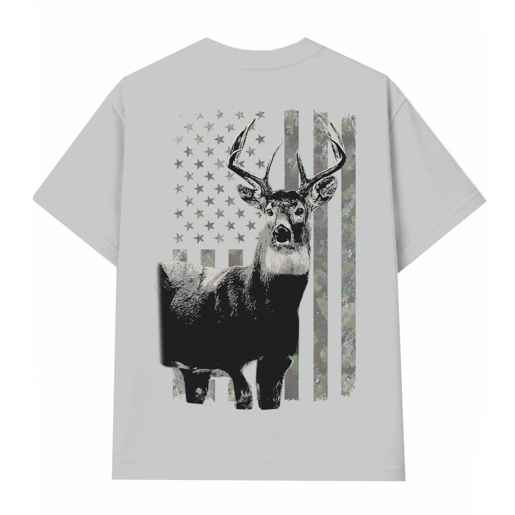 Mallard Duck Hunting T-shirt – Hunting Gift for Men Vintage Camo USA Flag - front view