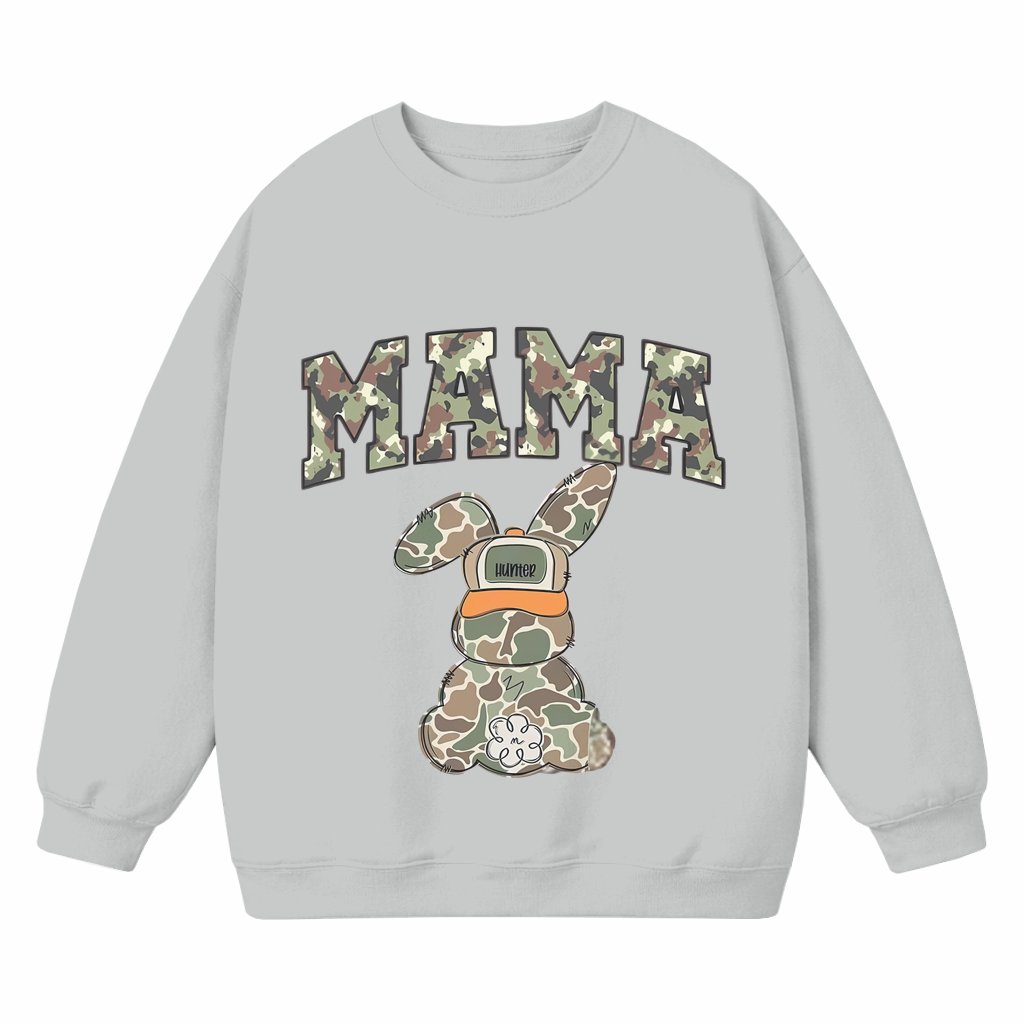 Hunter Mama Bunny Camo Sweatshirt – Easter Gift for Mom Cute - front view